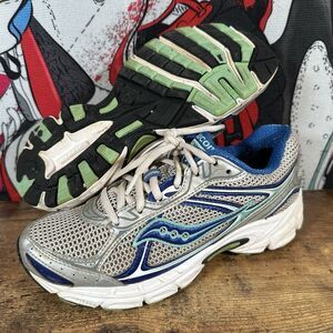 Size 7 - Saucony Cohesion 7 Gray Blue White Green Royal 15181-5 USED SHIPS ASAP